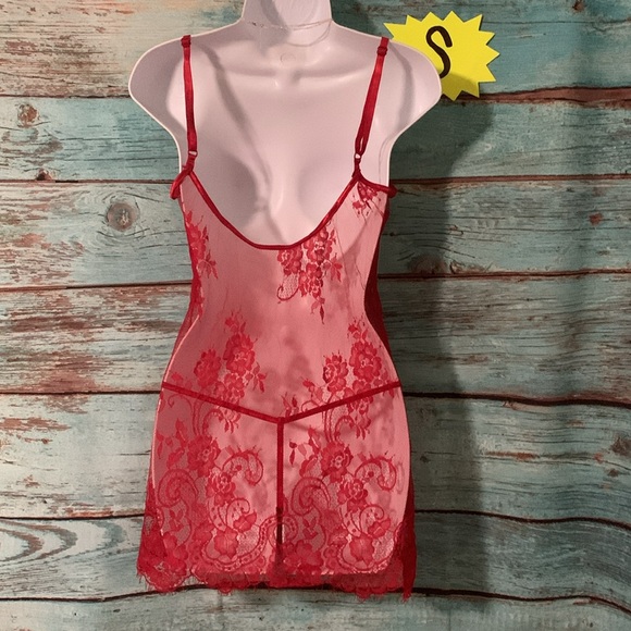 Avv | Sz S red lace see through nightg & g-sting 2 piece lingerie set - NWT - Picture 3 of 3
